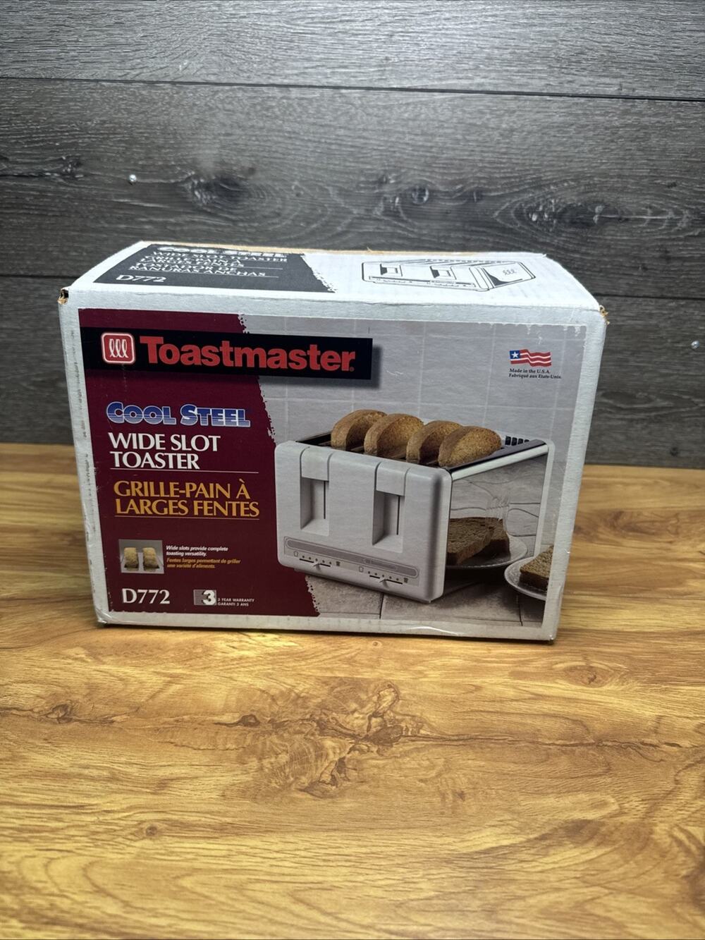 Vintage Toastmaster Chrome D772 Wide Slot Toaster New in Box Made in USA